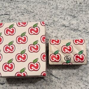 Gucci Apple Pattern Valentine’s Day Edition Marmont Wallet with Receipt